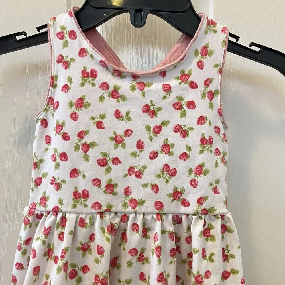 Ralph Lauren Strawberry Stretch Jersey Dress Criss-Cross Straps Girls 18 Months